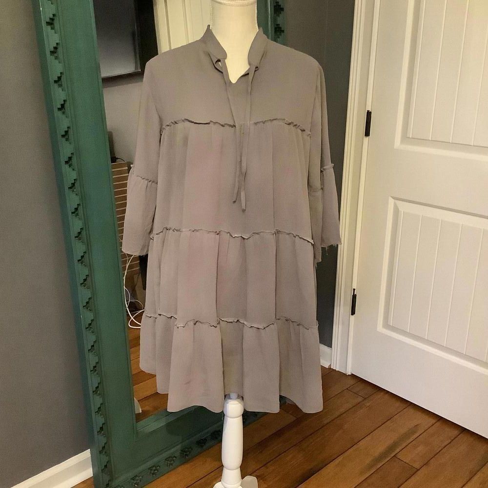 Women's Chic Tiered Dress - Gray-XL